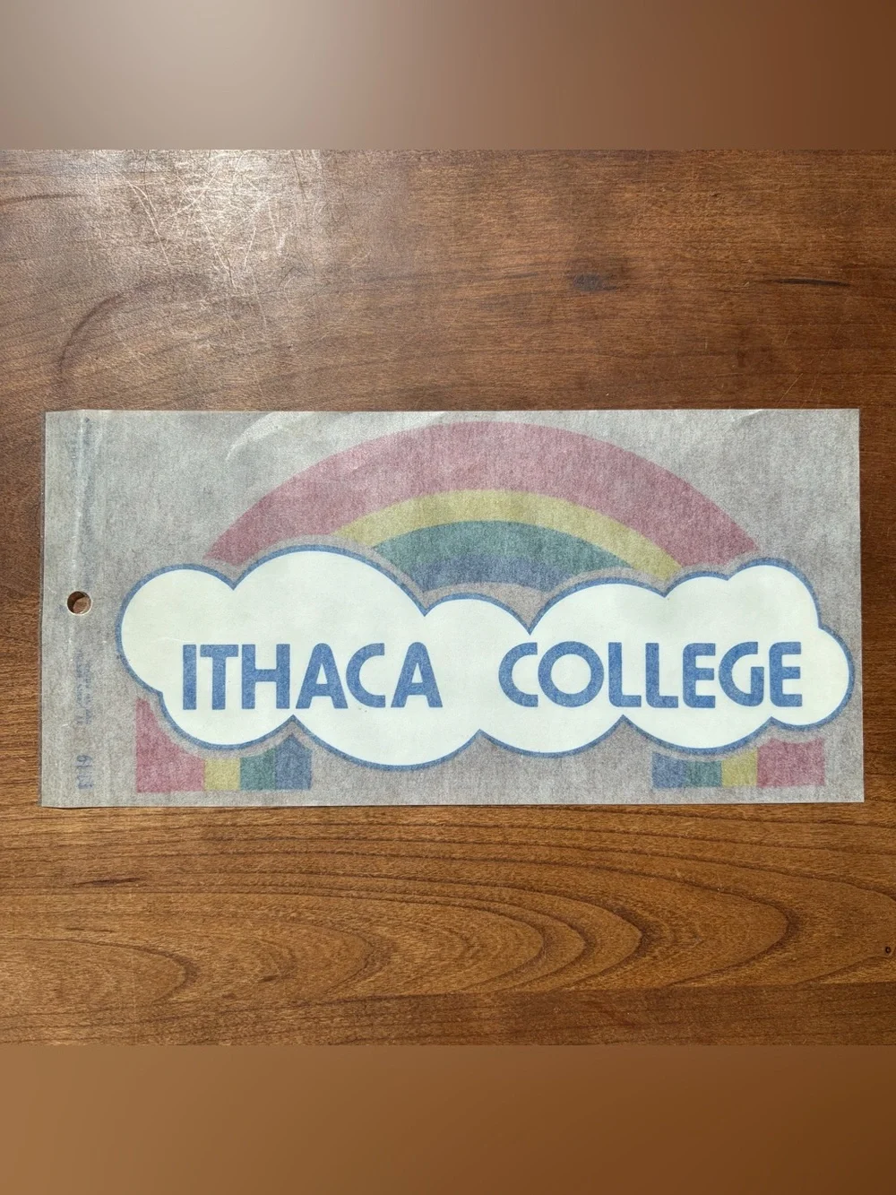 RARE Vintage 1980s Ithaca College Rainbow Retro Decal Sticker Alumni Merch